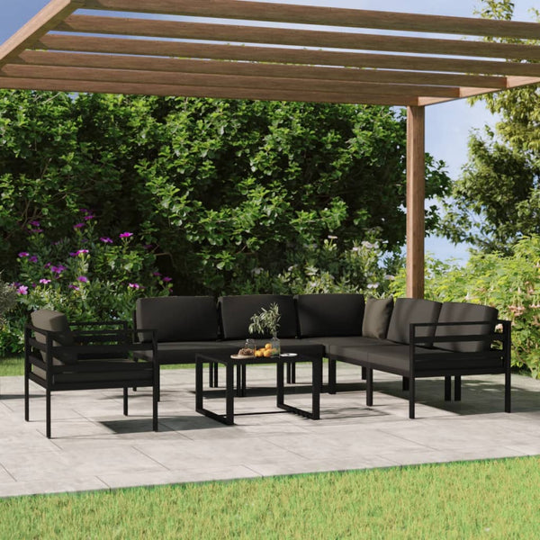 vidaXL 7-Piece Garden Lounge Set with Cushions Aluminum Anthracite