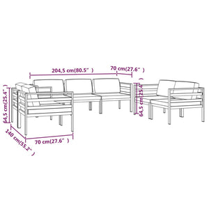 vidaXL 7-Piece Garden Lounge Set with Cushions Aluminum Anthracite