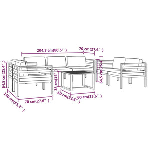 vidaXL 8-piece Garden Lounge Set with Cushions Aluminum Anthracite