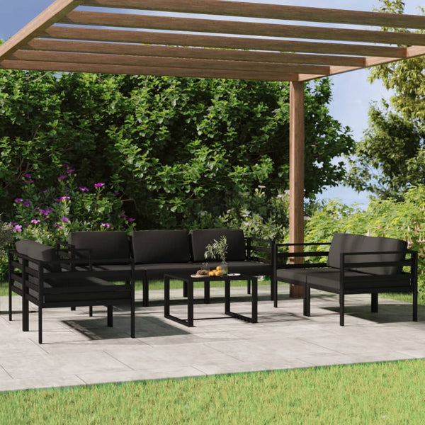 vidaXL 8-piece Garden Lounge Set with Cushions Aluminum Anthracite