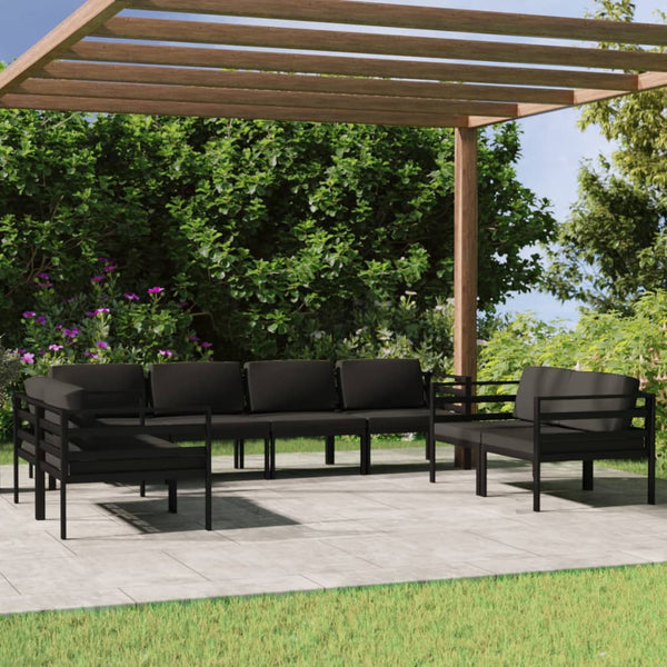 vidaXL 8-piece Garden Lounge Set with Cushions Aluminum Anthracite