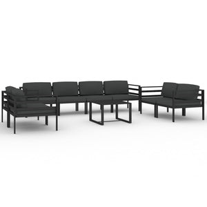 vidaXL 9-piece Garden Lounge Set with Cushions Aluminum Anthracite