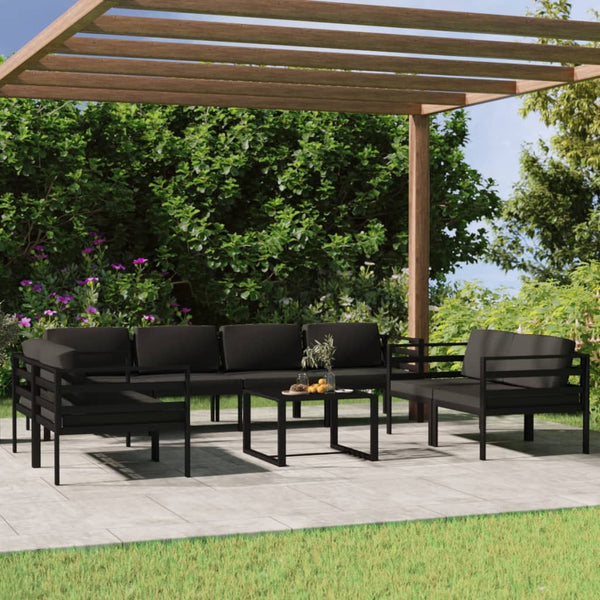 vidaXL 9-piece Garden Lounge Set with Cushions Aluminum Anthracite
