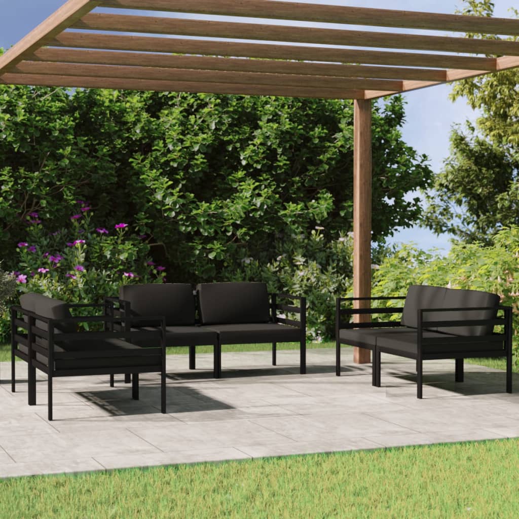 vidaXL 6-piece Garden Lounge Set with Cushions Aluminum Anthracite
