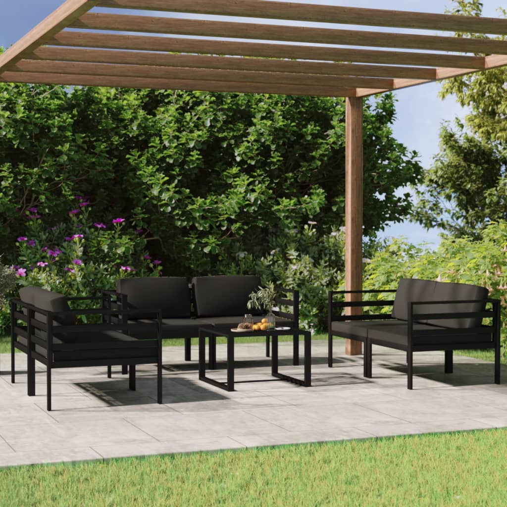 vidaXL 7-Piece Garden Lounge Set with Cushions Aluminum Anthracite