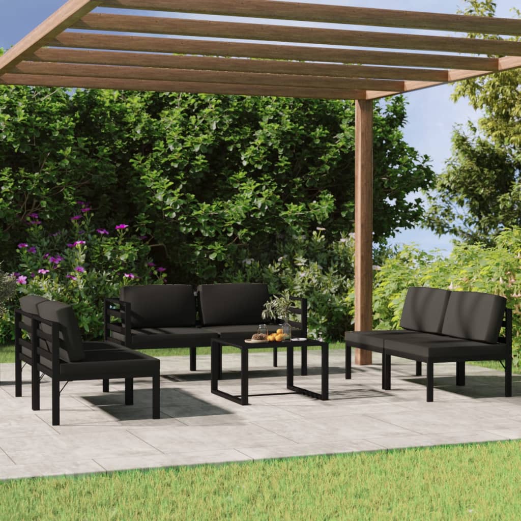 vidaXL 7-Piece Garden Lounge Set with Cushions Aluminum Anthracite