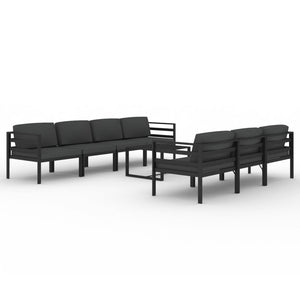 vidaXL 8-piece Garden Lounge Set with Cushions Aluminum Anthracite