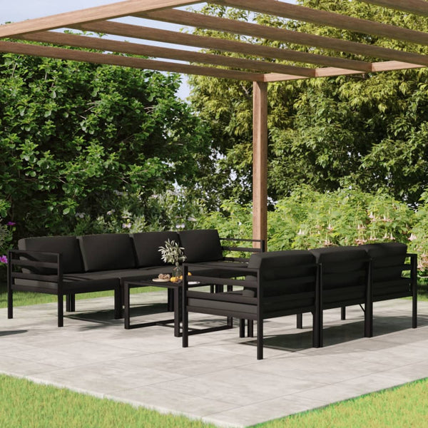 vidaXL 8-piece Garden Lounge Set with Cushions Aluminum Anthracite