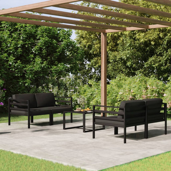 vidaXL 5-piece Garden Lounge Set with Cushions Aluminum Anthracite