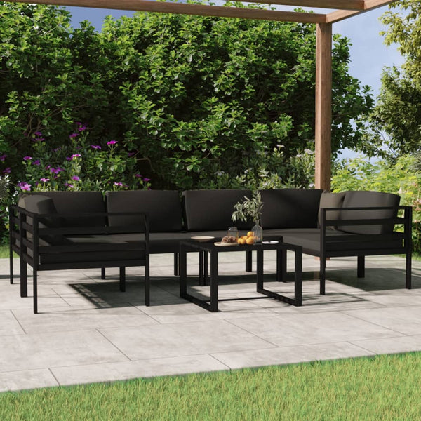 vidaXL 7-Piece Garden Lounge Set with Cushions Aluminum Anthracite