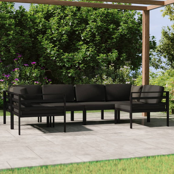 vidaXL 6-piece Garden Lounge Set with Cushions Aluminum Anthracite