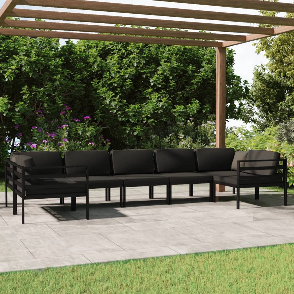 vidaXL 7-Piece Garden Lounge Set with Cushions Aluminum Anthracite