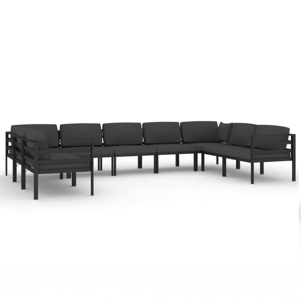 vidaXL 9-piece Garden Lounge Set with Cushions Aluminum Anthracite