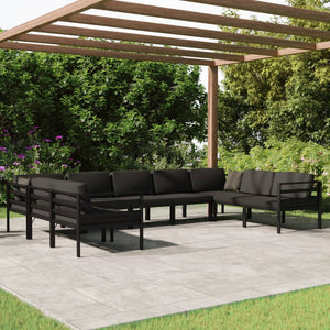 vidaXL 9-piece Garden Lounge Set with Cushions Aluminum Anthracite