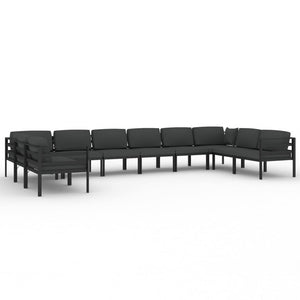 vidaXL 10-Piece Garden Lounge Set with Cushions Aluminum Anthracite