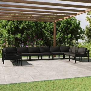 vidaXL 10-Piece Garden Lounge Set with Cushions Aluminum Anthracite