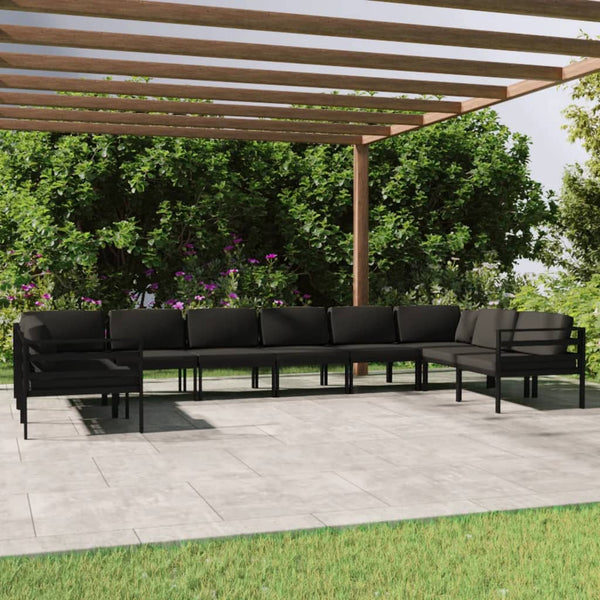 vidaXL 10-Piece Garden Lounge Set with Cushions Aluminum Anthracite