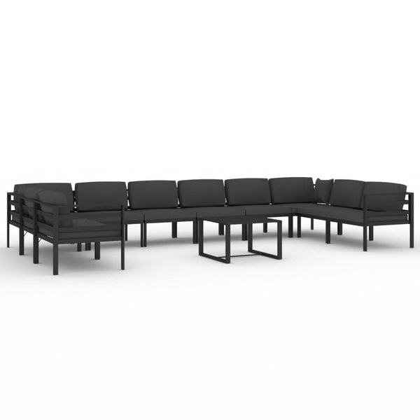 vidaXL 11-Piece Garden Lounge Set with Cushions Aluminum Anthracite