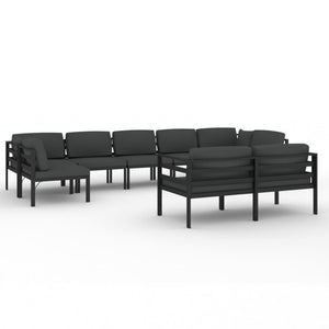 vidaXL 9-piece Garden Lounge Set with Cushions Aluminum Anthracite