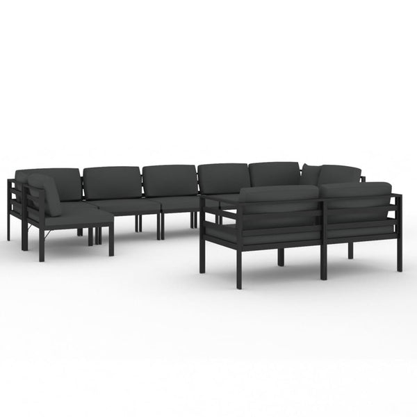 vidaXL 9-piece Garden Lounge Set with Cushions Aluminum Anthracite