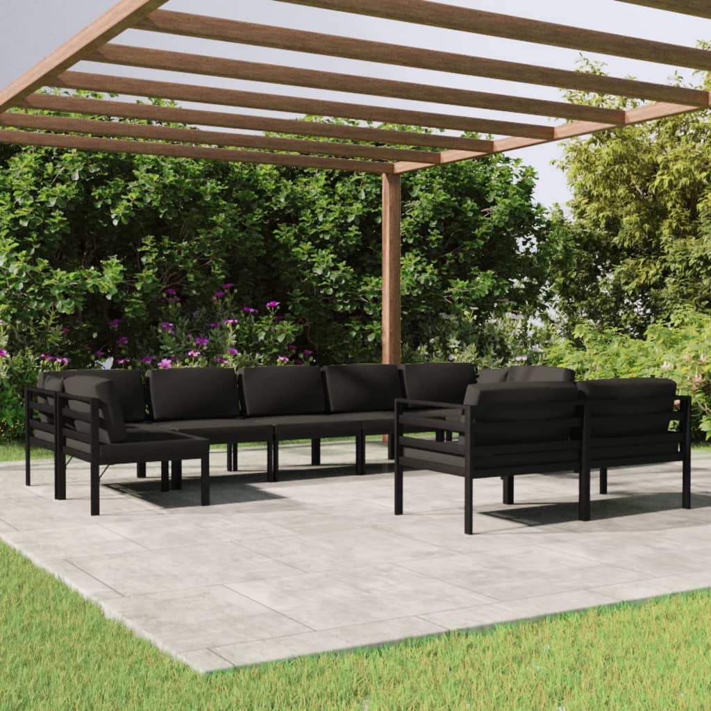 vidaXL 9-piece Garden Lounge Set with Cushions Aluminum Anthracite