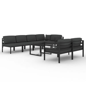 vidaXL 8-piece Garden Lounge Set with Cushions Aluminum Anthracite