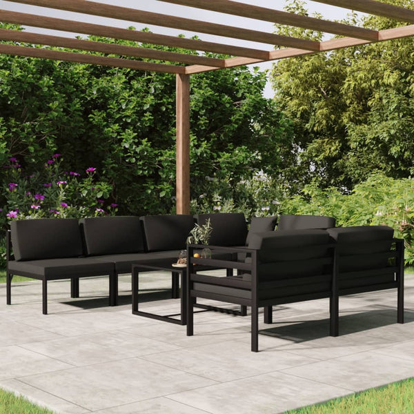 vidaXL 8-piece Garden Lounge Set with Cushions Aluminum Anthracite