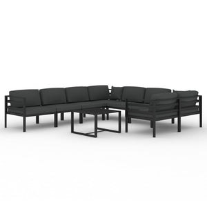vidaXL 9-piece Garden Lounge Set with Cushions Aluminum Anthracite
