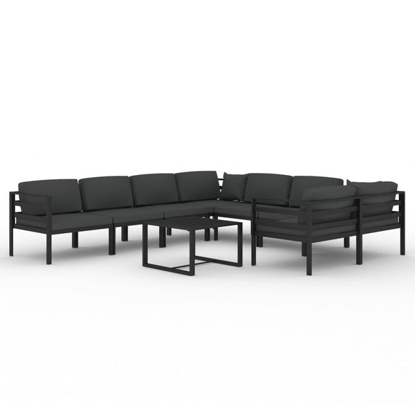 vidaXL 9-piece Garden Lounge Set with Cushions Aluminum Anthracite