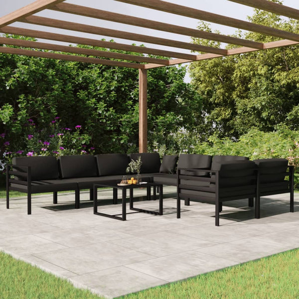 vidaXL 9-piece Garden Lounge Set with Cushions Aluminum Anthracite