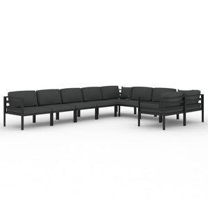 vidaXL 9-piece Garden Lounge Set with Cushions Aluminum Anthracite