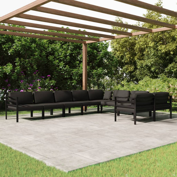 vidaXL 9-piece Garden Lounge Set with Cushions Aluminum Anthracite