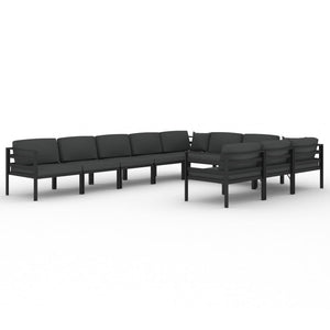 vidaXL 10-Piece Garden Lounge Set with Cushions Aluminum Anthracite
