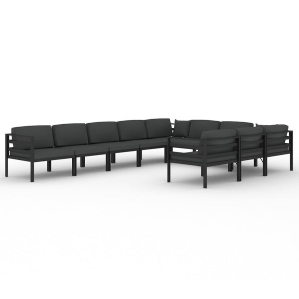 vidaXL 10-Piece Garden Lounge Set with Cushions Aluminum Anthracite