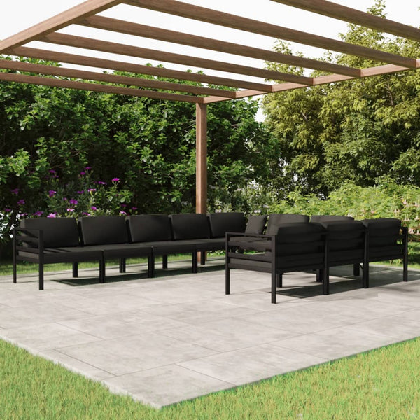 vidaXL 10-Piece Garden Lounge Set with Cushions Aluminum Anthracite