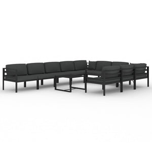 vidaXL 11-Piece Garden Lounge Set with Cushions Aluminum Anthracite