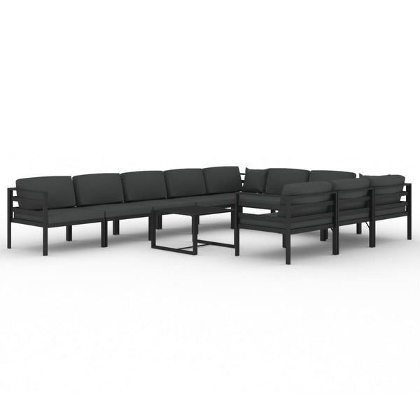 vidaXL 11-Piece Garden Lounge Set with Cushions Aluminum Anthracite