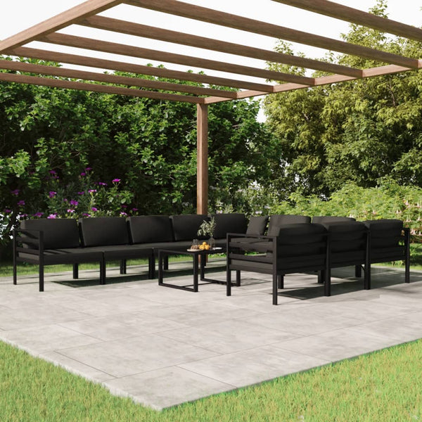 vidaXL 11-Piece Garden Lounge Set with Cushions Aluminum Anthracite
