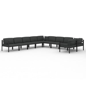 vidaXL 10-Piece Garden Lounge Set with Cushions Aluminum Anthracite