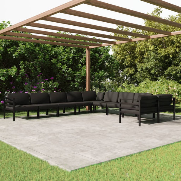 vidaXL 10-Piece Garden Lounge Set with Cushions Aluminum Anthracite