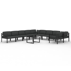vidaXL 11-Piece Garden Lounge Set with Cushions Aluminum Anthracite