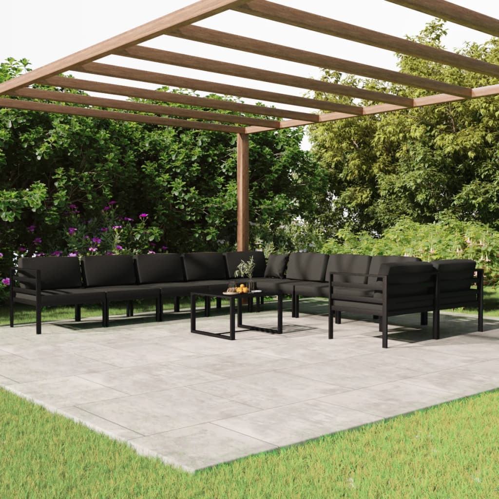vidaXL 11-Piece Garden Lounge Set with Cushions Aluminum Anthracite
