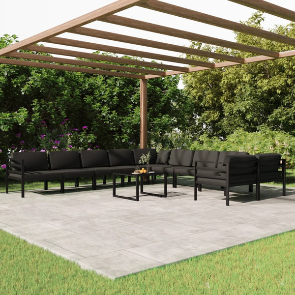 vidaXL 11-Piece Garden Lounge Set with Cushions Aluminum Anthracite