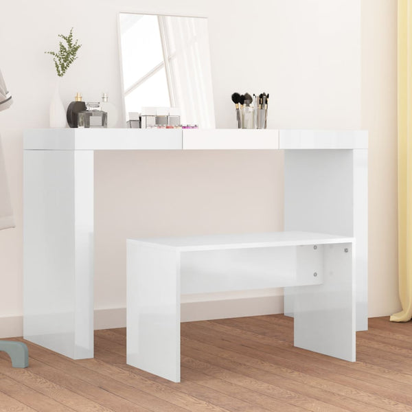 vidaXL Dressing Table Stool High-Gloss White 70x35x45 cm Engineered Wood