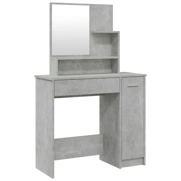 vidaXL Dressing Table with Mirror Concrete Gray 86.5x35x136 cm