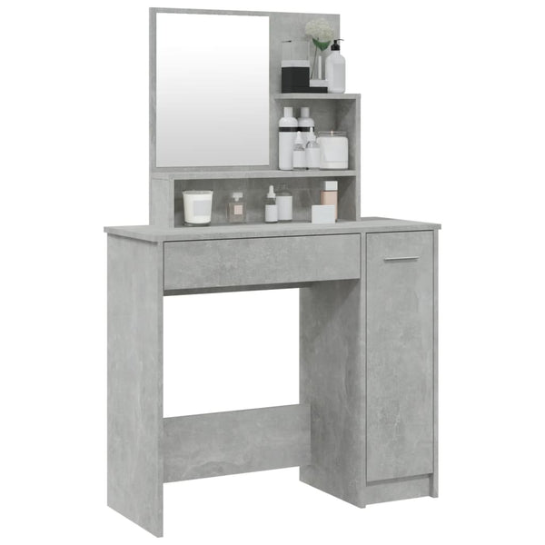 vidaXL Dressing Table with Mirror Concrete Gray 86.5x35x136 cm