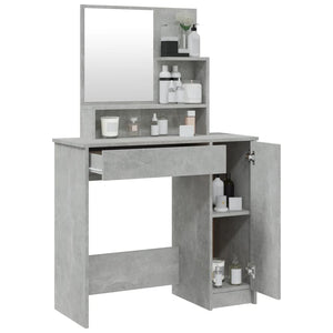 vidaXL Dressing Table with Mirror Concrete Gray 86.5x35x136 cm
