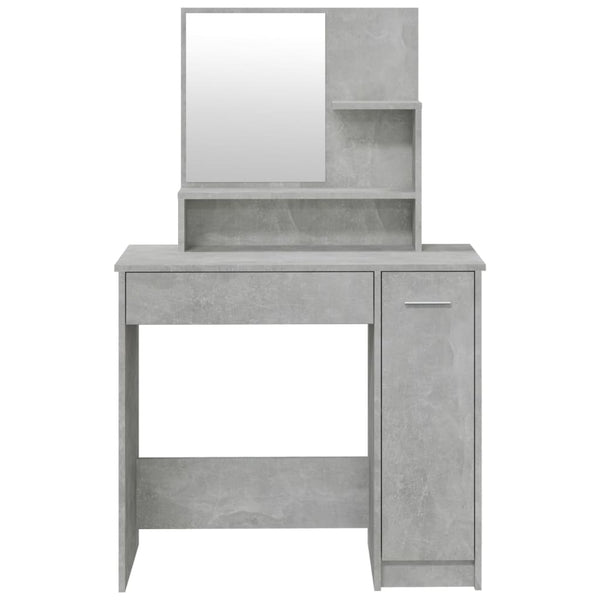 vidaXL Dressing Table with Mirror Concrete Gray 86.5x35x136 cm