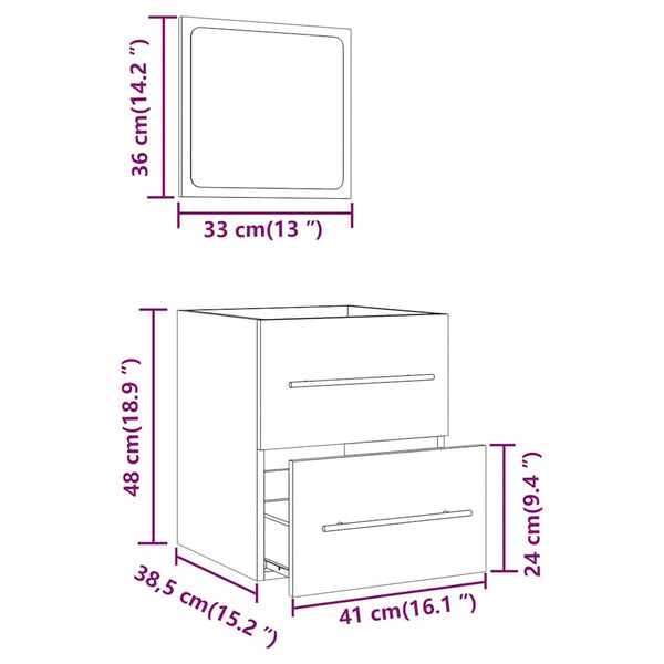 vidaXL Bathroom Cabinet with Mirror Concrete Grey 41x38.5x48 cm