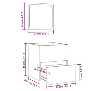 vidaXL Bathroom Cabinet with Mirror Concrete Grey Engineered Wood